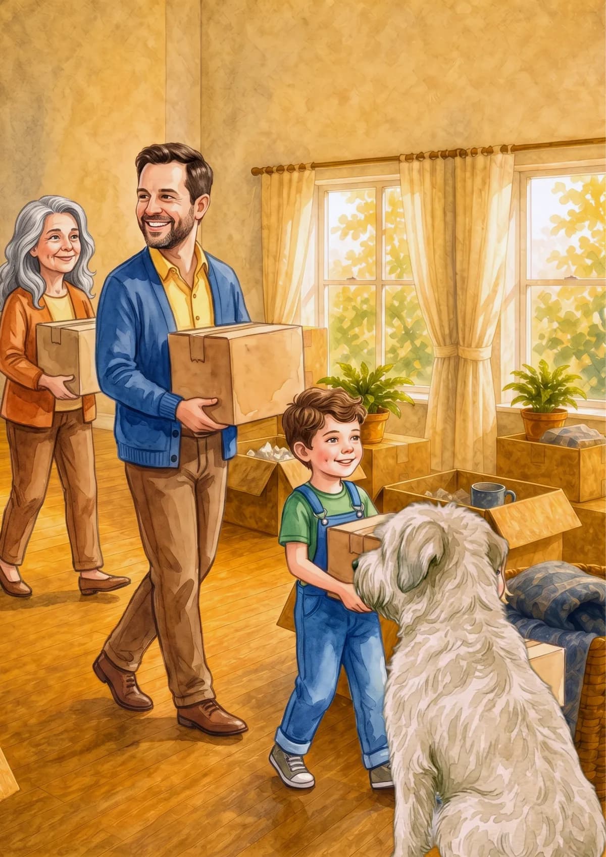 Family room, moving in
