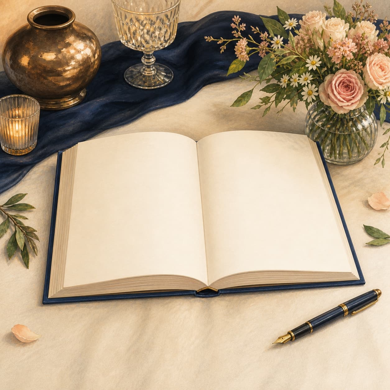 Symbolic open guestbook with handwritten letters