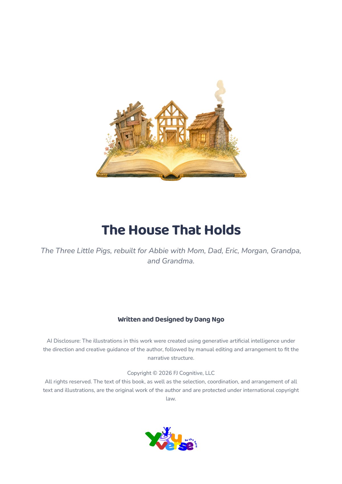 The title page, with the story rising out of an open book
