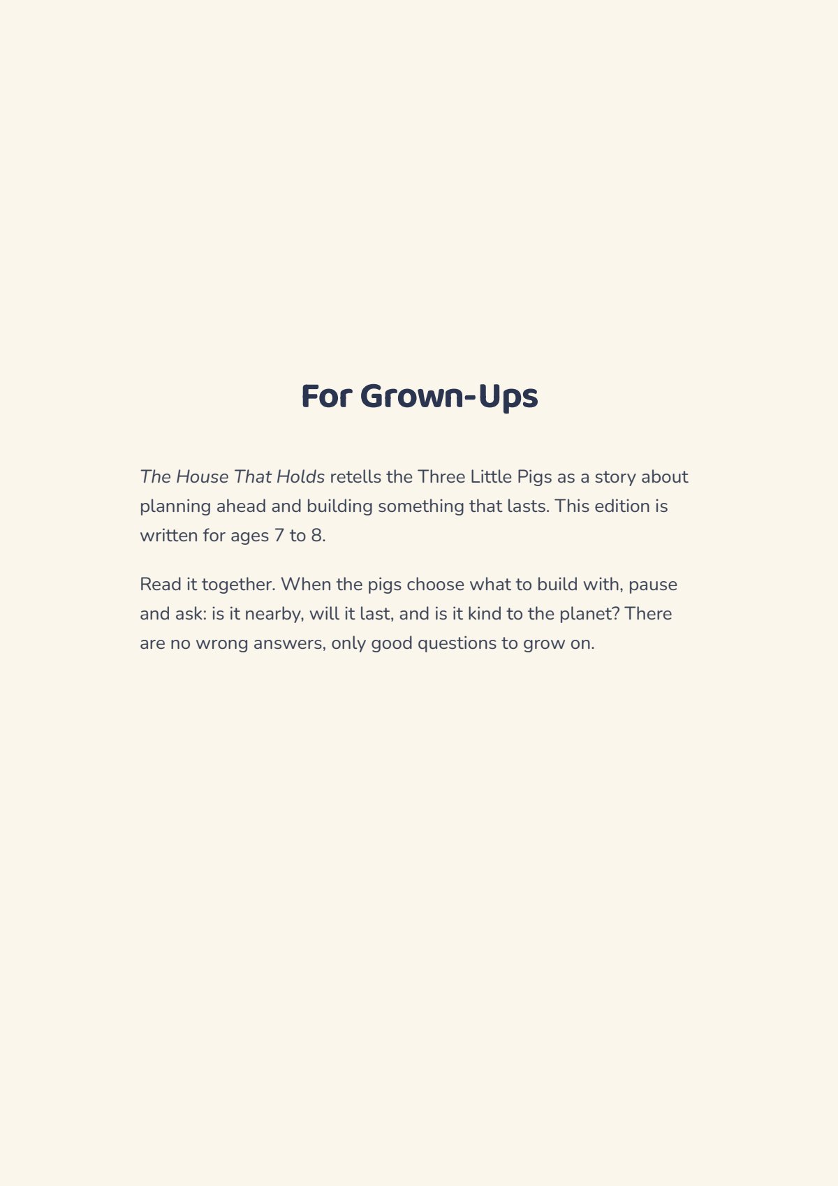 A note for grown-ups on how to read the book together